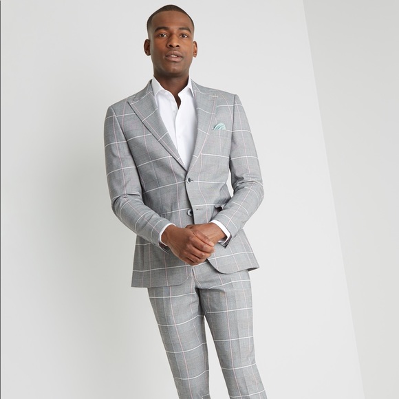 Moss London Other - MOSS LONDON Slim Fit Pink White Check Blazer